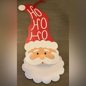 Christmas House Hanging Wood Decor Sign, Santa HO HO HO 16” x 8” NWOT